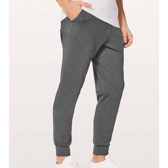 Lululemon Pants Men's Medium Grey Heathered Intent Joggers Luon Stretch Pull On - Picture 1 of 6
